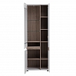 Vitrína  LYNATET 01, bílá extra vysoký lesk HG/dub sonoma tmavý truflový,