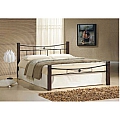 Manželská postel, dřevo ořech/černý kov, 160x200, PAULA