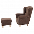 Ušák/křeslo, s taburetem, látka hnědá, ASTRID
