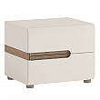 Noční stolek, bílá extra vysoký lesk HG / dub sonoma tmavý truflový, LYNATET TYP 96