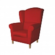 Křeslo ušák, látka červená, Charlot