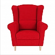 Křeslo ušák, látka červená, Charlot