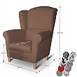 Křeslo ušák Charlot, látka hnědá, 