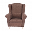 Křeslo ušák Charlot, látka hnědá, 