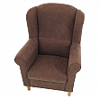 Křeslo ušák Charlot, látka hnědá, 