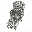 Křeslo ušák s taburetem, látka patchwork N1, ASTRID