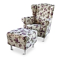 Křeslo ušák s taburetem, látka rose 18, ASTRID