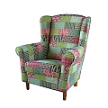 Křeslo ušák, látka patchwork M1, CHARLOT