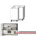 Skříňka dolní rohová jednodveřová, bílý vysoký lesk HG, LINE WHITE