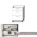 Skříňka dolní třízásuvková, bílý vysoký lesk HG, LINE WHITE
