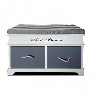 Lavice s polštářem, bílá / šedá, SEAT BENCH 2 NEW HX12-284