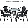 Jídelní stůl vhodný, černá ocel / temperované sklo, BORGEN TYP 2