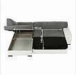 Sedací souprava, s úložným prostorem, L provedení, ekokůže bílá / Berlin 01 šedý melír, MINERVA