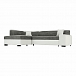 Sedací souprava, s úložným prostorem, L provedení, ekokůže bílá / Berlin 01 šedý melír, MINERVA