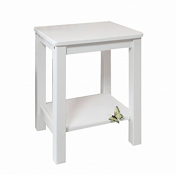 Noční stolek, masív / bílá, FOSIL