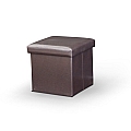 Skládací taburet, ekokůže tmavě hnědá, TELA NEW