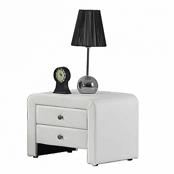 WILSON Noční stolek, ekokůže, bílá, 