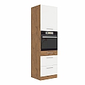 Vysoká skříňka na vestavnou troubu, dub lancelot / bílá extra vysoký lesk HG, VEGA 60 DPS-210 3S 1F