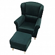 Křeslo ušák, s taburetem, látka smaragdová, ASTRID