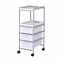 Pojízdný regál, bílá/chrom, CORFU