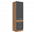 Vysoká skříňka, dub lancelot / šedá matná, VEGA 60 DKS-210 3S 1F