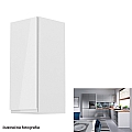 Horní skříňka, bílá / šedý extra vysoký lesk, levá, AURORA G30