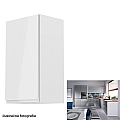 Horní skříňka, bílá / šedý extra vysoký lesk, levá, AURORA G40