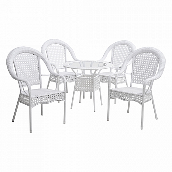 Zahradní set 1 + 4, bílá, KOVEN