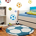 Dětský koberec Fun shaggy 6001 turkis - kulatý 120 cm průměr