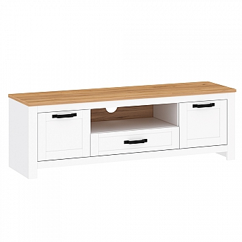 RTV stolek, bílá alba / dub craft zlatý, LANZETTE B