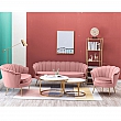 Lavice ve stylu Art-deco, růžová Velvet látka / gold chrom-zlatý, NOBLIN
