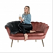 Lavice ve stylu Art-deco, růžová Velvet látka / gold chrom-zlatý, NOBLIN