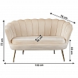 Lavice ve stylu Art-deco, béžová Velvet látka / gold chrom-zlatý, NOBLIN
