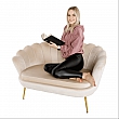 Lavice ve stylu Art-deco, béžová Velvet látka / gold chrom-zlatý, NOBLIN