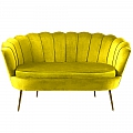 Lavice ve stylu Art-deco, hořčicová Velvet látka / gold chrom-zlatý, NOBLIN