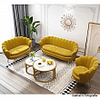Lavice ve stylu Art-deco, hořčicová Velvet látka / gold chrom-zlatý, NOBLIN