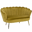 Lavice ve stylu Art-deco, hořčicová Velvet látka / gold chrom-zlatý, NOBLIN