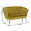 Lavice ve stylu Art-deco, hořčicová Velvet látka / gold chrom-zlatý, NOBLIN