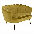 Lavice ve stylu Art-deco, hořčicová Velvet látka / gold chrom-zlatý, NOBLIN