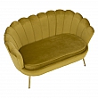 Lavice ve stylu Art-deco, hořčicová Velvet látka / gold chrom-zlatý, NOBLIN