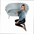 Lavice ve stylu Art-deco, šedomodrá Velvet látka / gold chrom-zlatý, NOBLIN