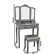 Toaletní stolek s taburetem, šedá / stříbrná, REGINA NEW