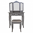 Toaletní stolek s taburetem, šedá / stříbrná, REGINA NEW