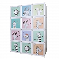 Dětská modulární skříň, šedá / dětský vzor, Hakon