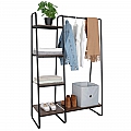 Šatníkový organizér / regál s policemi,  černá/ořech, ROBYN
