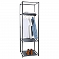 Šatníkový regál, kov / látka, černá, ALBUS