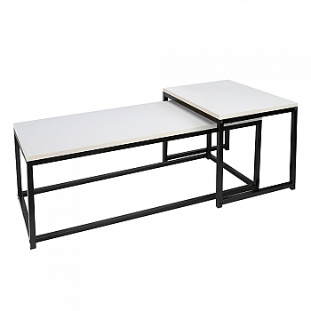 Set 2 konferenčních stolků, matná bílá / černá, KASTLER NEW TYP 2