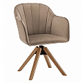 Otočné křeslo, velvet látka, šedohnědá taupe / buk, DALIO