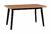 OSTENA 7 (OSLO 7) jídelní stůl rozkládací - dubová DÝHA deska moření DUB přírodní/ nohy+rám Černá - kolekce 