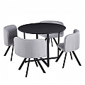 Jídelní set 1+4, černá/světle šedá, BEVAN NEW